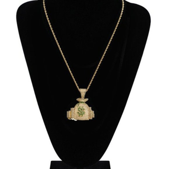 " HOST PICK "Cubic Zircon Money Bag Iced Out Pendant - Picture 7 of 13